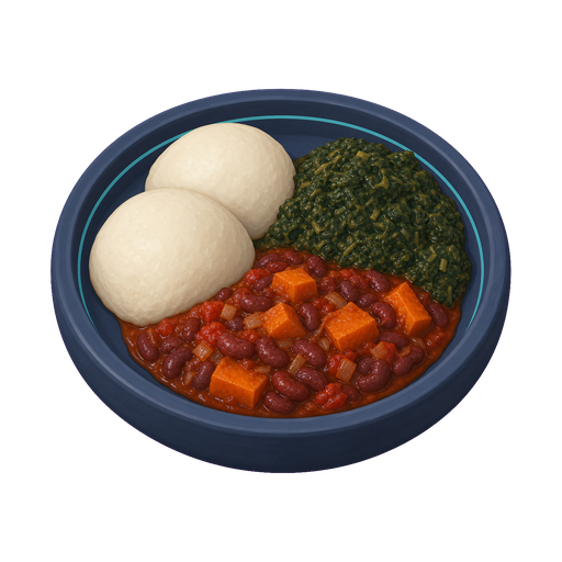 Malawian Nsima with Nkhwani & Beans